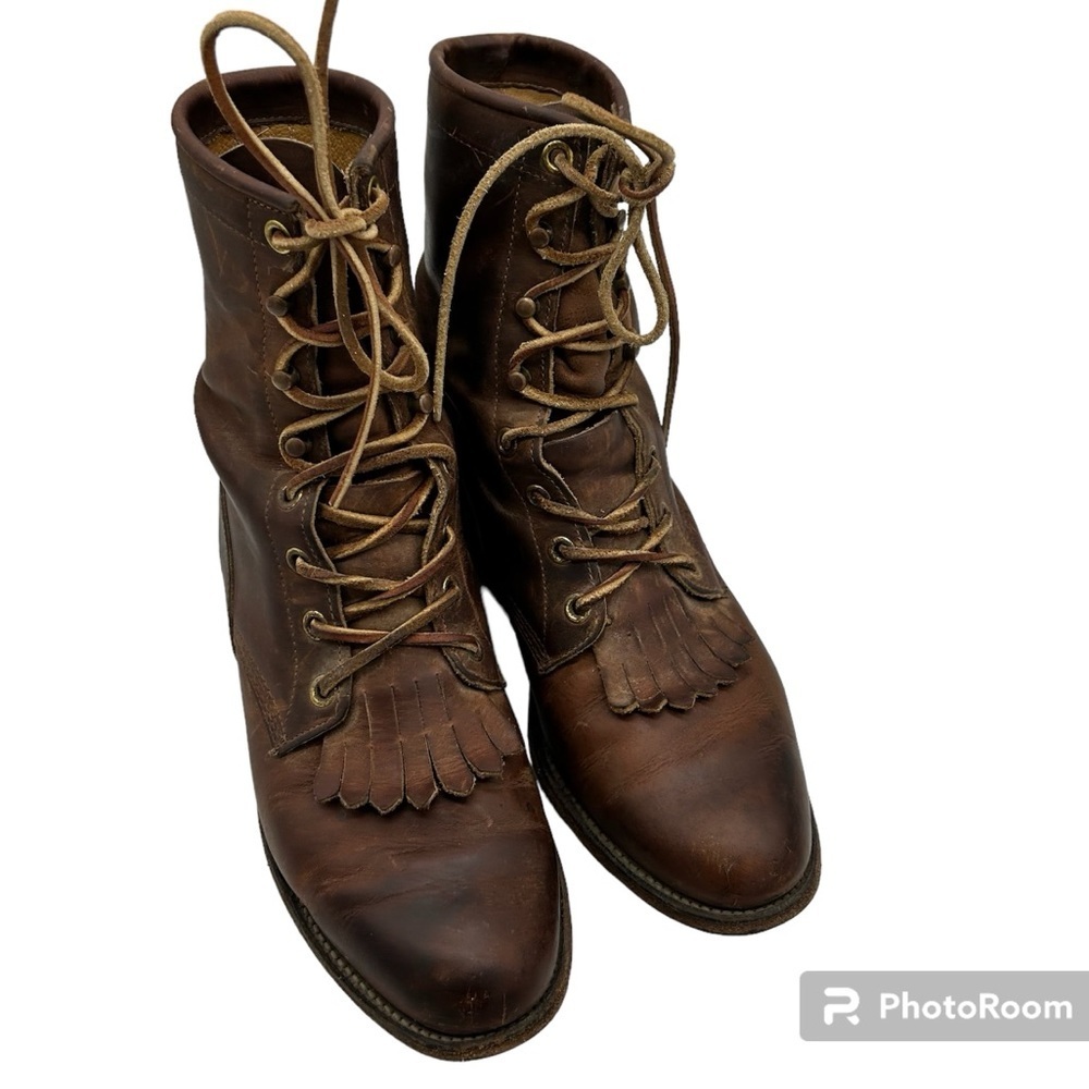 Justin leather roper boots 8 eyelets size 7
